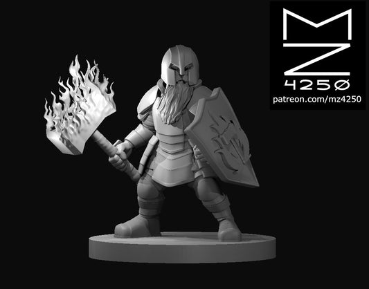 Cleric of Moradin (Dwarf, Male) with Flaming Hammer - MZ4250