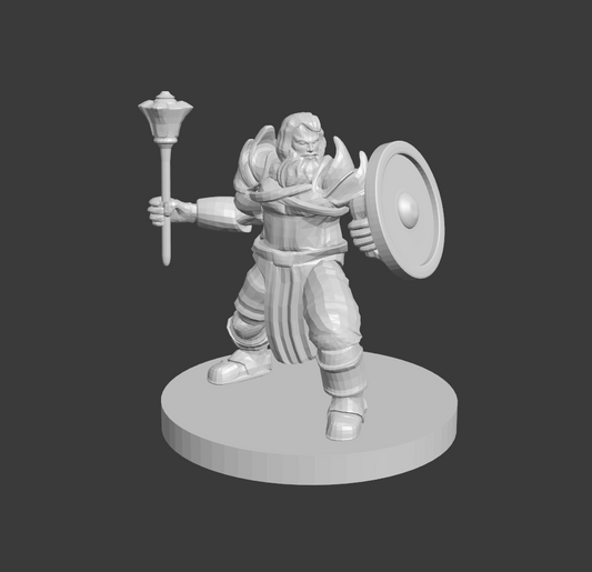 Cleric of Battle (Dwarf, Male) with Mace and Shield - MZ4250